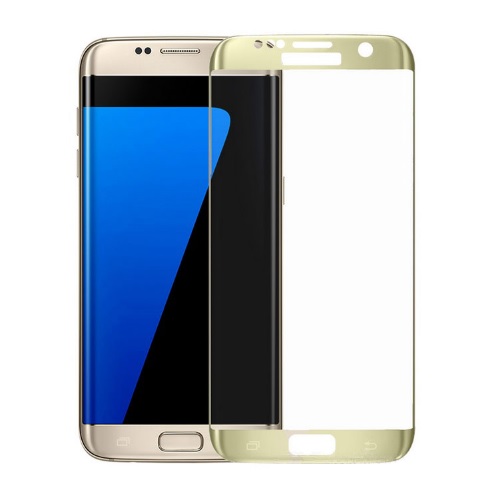 Curved Coverage Tempered Glass in Retail Packaging for Galaxy S7 Edge - Gold