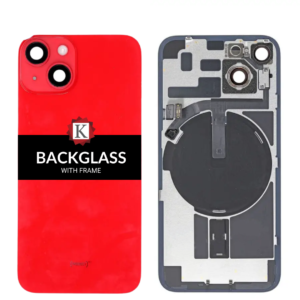 Back Cover Glass w/ Frame and Wireless NFC Flex Cable for iPhone 14 - Red