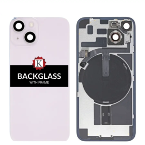Back Cover Glass w/ Frame and Wireless NFC Flex Cable for iPhone 14 - Purple