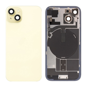 Back Cover Glass w/ Frame and Wireless NFC Flex Cable for iPhone 15 – Yellow