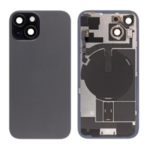 Back Cover Glass w/ Frame and Wireless NFC Flex Cable for iPhone 15 – Black