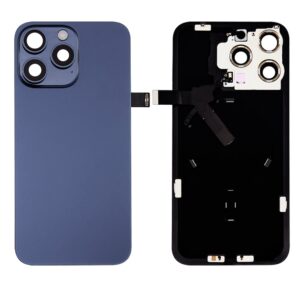 Back Cover Glass w/ Frame and Wireless NFC Flex Cable for iPhone 15 Pro – Blue Titanium