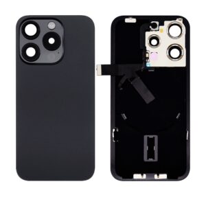 Back Cover Glass w/ Frame and Wireless NFC Flex Cable for iPhone 15 Pro – Black Titanium