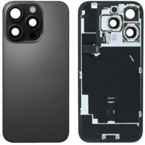 Back Cover Glass w/ Frame and Wireless NFC Flex Cable for iPhone 16 Pro – Black Titanium