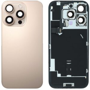 Back Cover Glass w/ Frame and Wireless NFC Flex Cable for iPhone 16 Pro – Desert Titanium