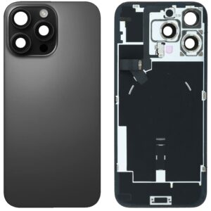 Back Cover Glass w/ Frame and Wireless NFC Flex Cable for iPhone 16 Pro Max – Black Titanium