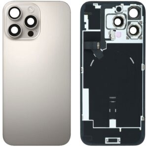 Back Cover Glass w/ Frame and Wireless NFC Flex Cable for iPhone 16 Pro Max – Natural Titanium
