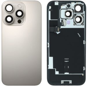 Back Cover Glass w/ Frame and Wireless NFC Flex Cable for iPhone 16 Pro – Natural Titanium