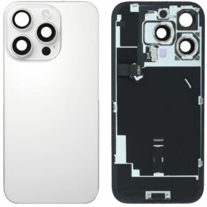 Back Cover Glass w/ Frame and Wireless NFC Flex Cable for iPhone 16 Pro – White Titanium