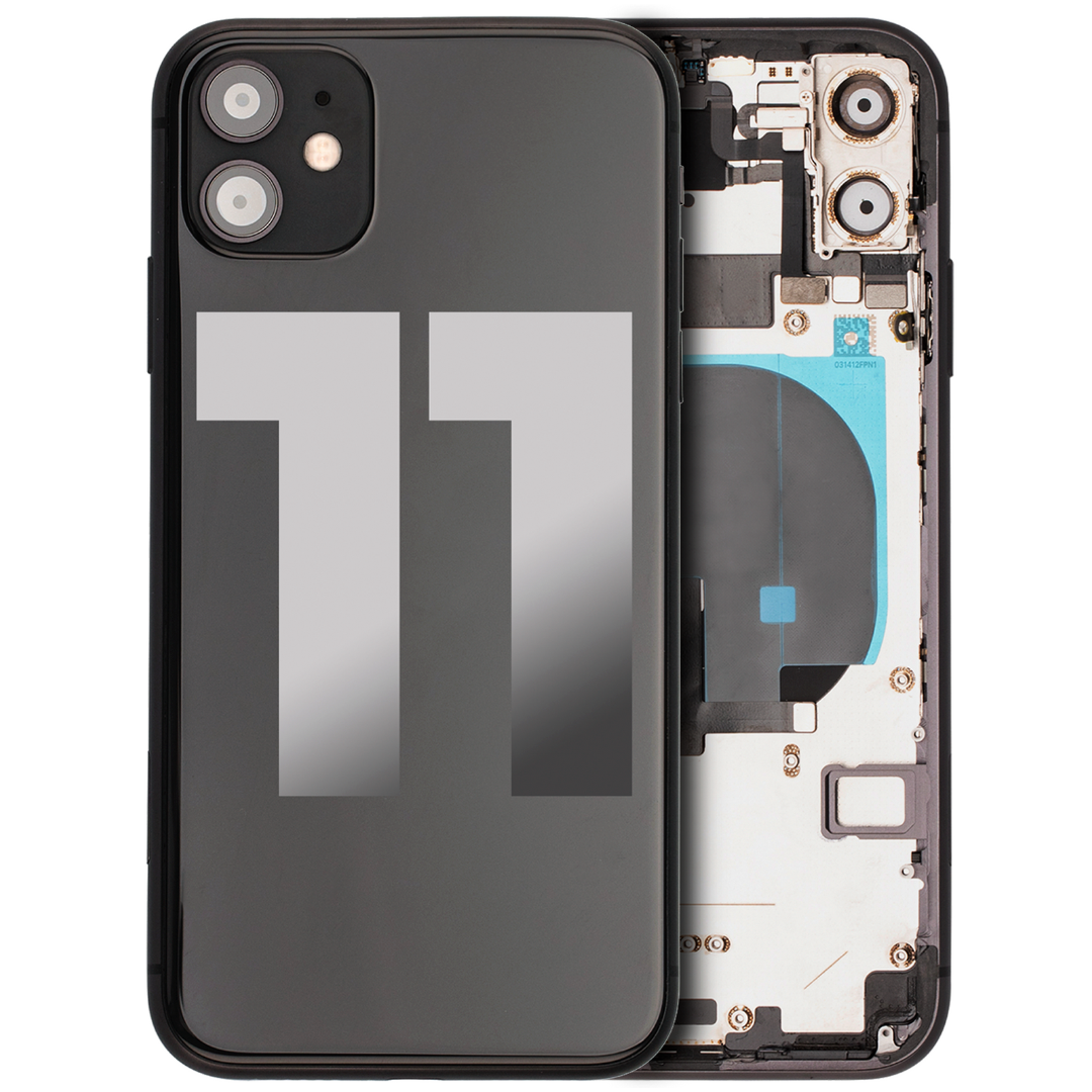 Back Housing w/ Small Parts Pre-Installed for iPhone 11 (Charging Port Included) – Black