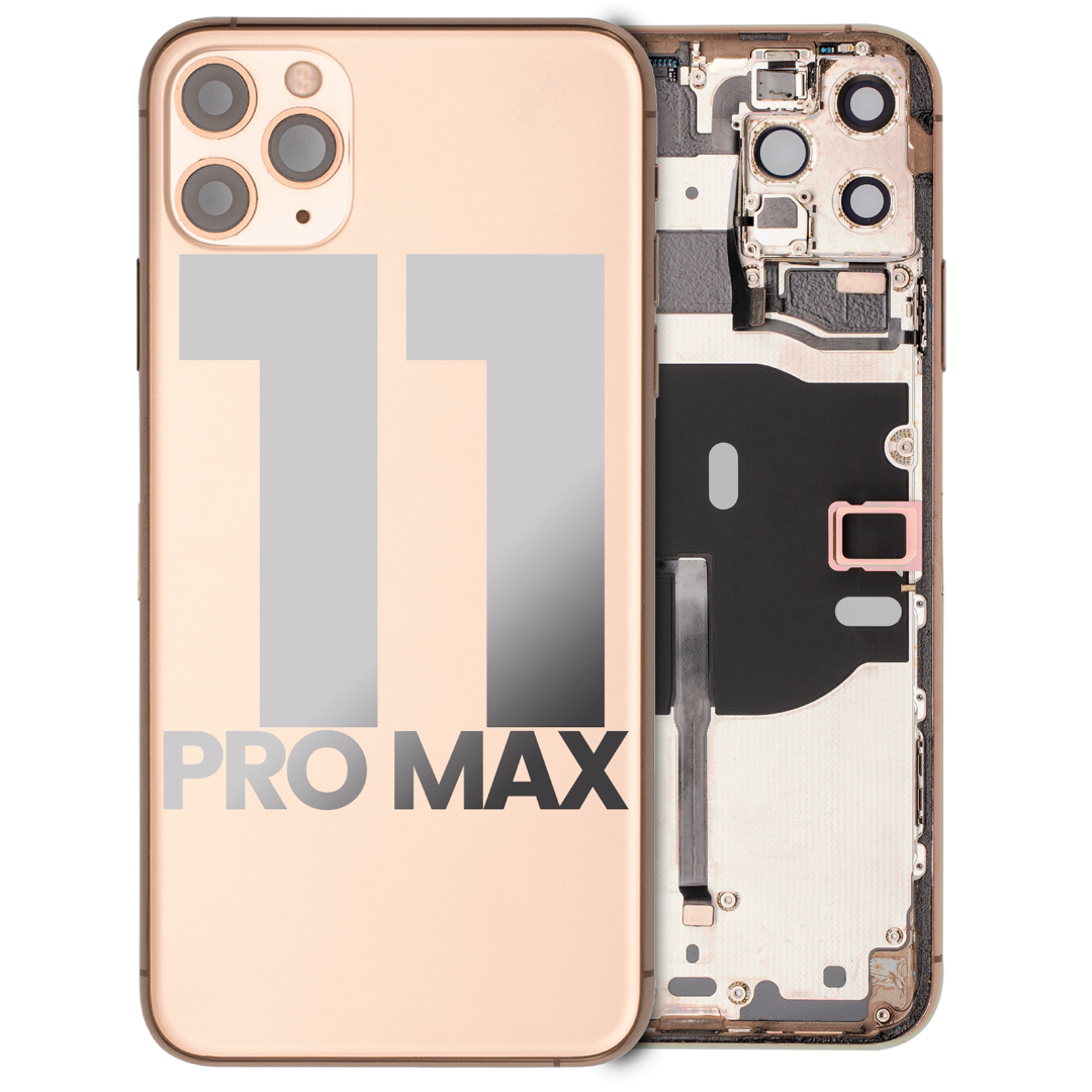 Back Housing w/ Small Parts Pre-Installed for iPhone 11 Pro Max (Charging Port Included) – Gold