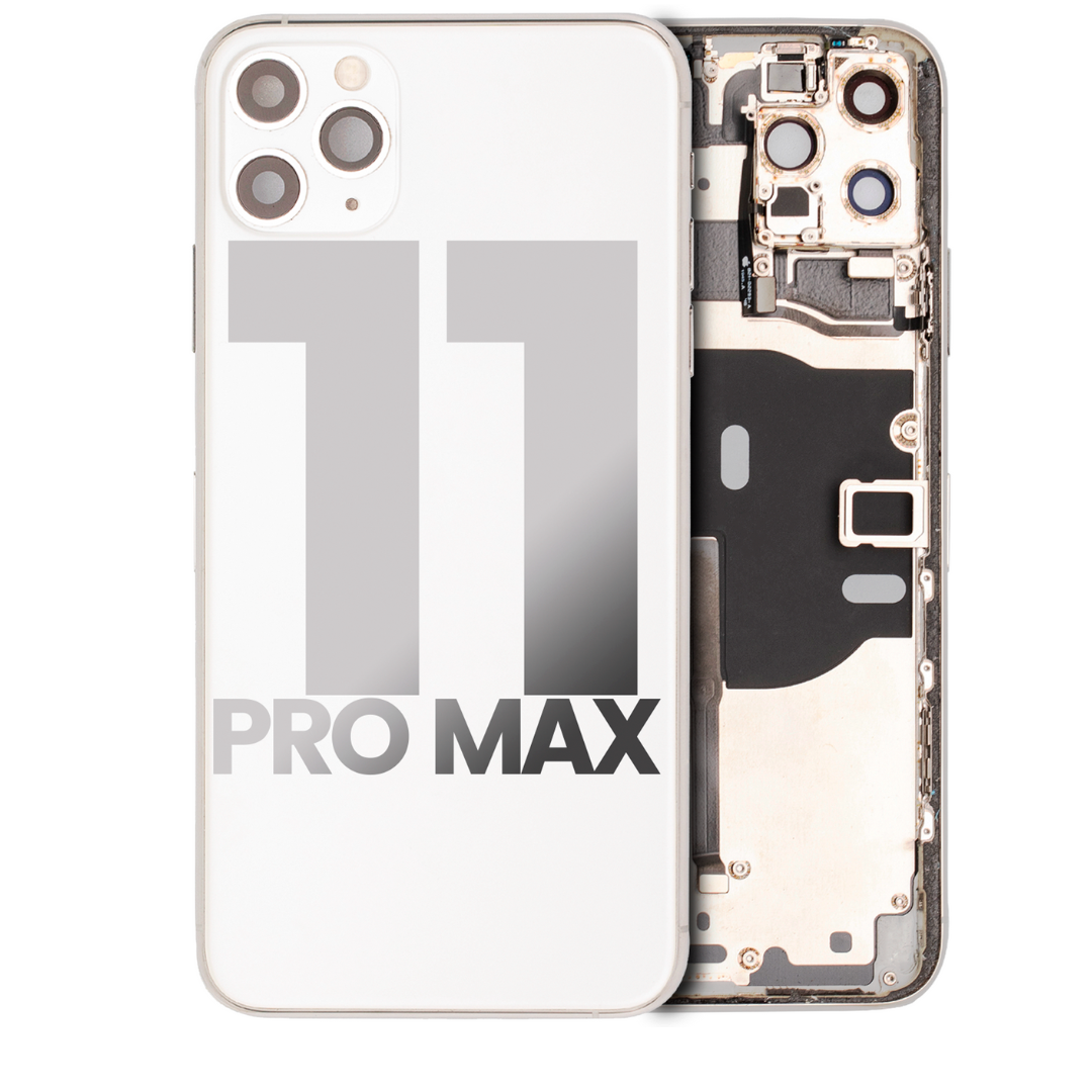 Back Housing w/ Small Parts Pre-Installed for iPhone 11 Pro Max (Charging Port Included) – Silver