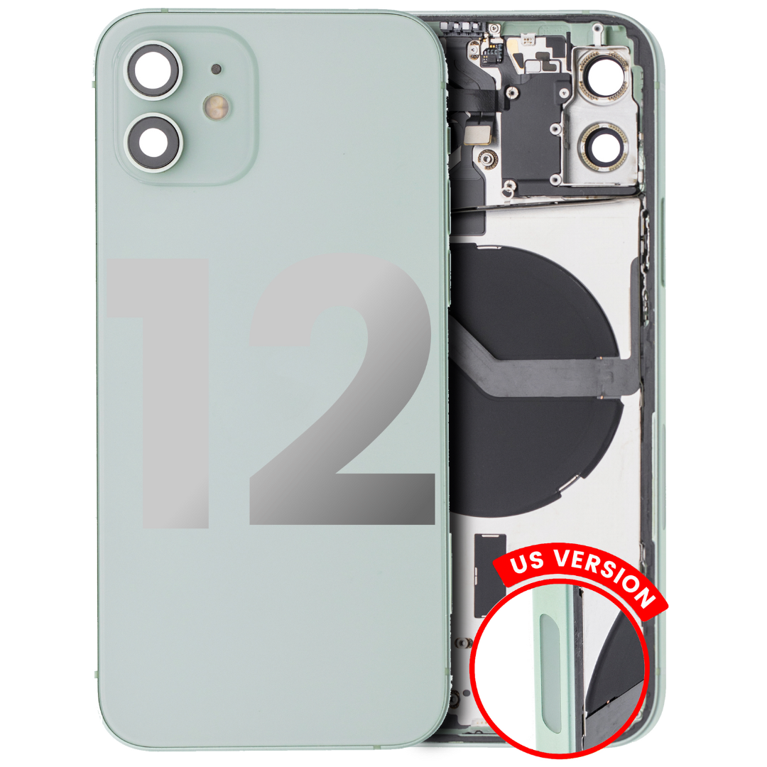 Back Housing w/ Small Parts Pre-Installed for iPhone 12 (Charging Port Included) – Green
