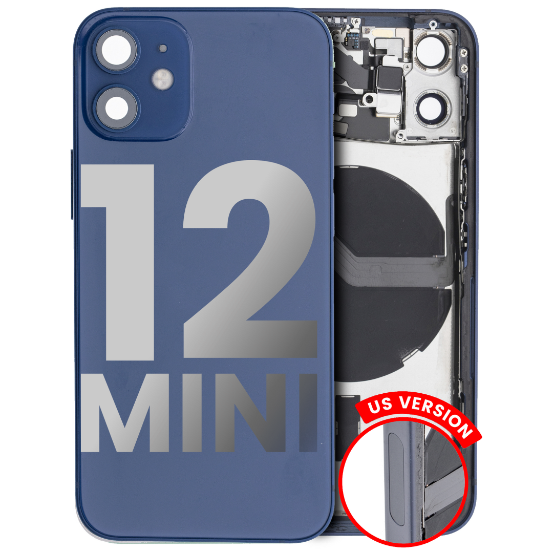 Back Housing w/ Small Parts Pre-Installed for iPhone 12 Mini (Charging Port Included) – Blue