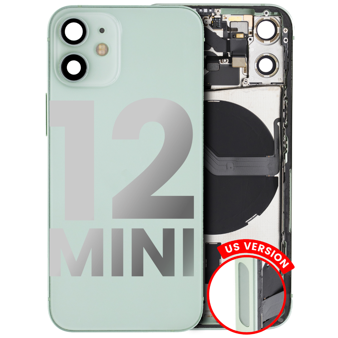 Back Housing w/ Small Parts Pre-Installed for iPhone 12 Mini (Charging Port Included) – Green