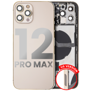 Back Housing w/ Small Parts Pre-Installed for iPhone 12 Pro Max (Charging Port Included) – Gold