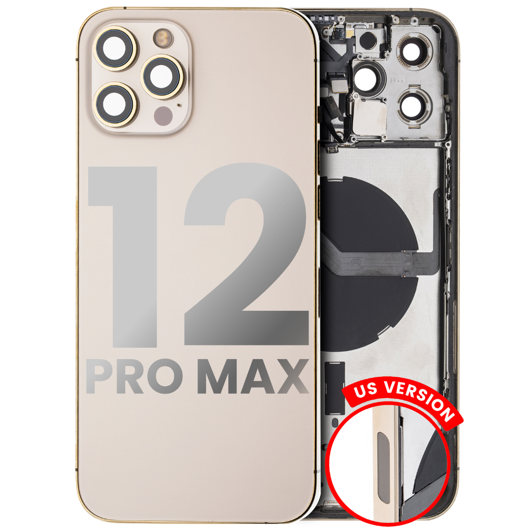 Back Housing w/ Small Parts Pre-Installed for iPhone 12 Pro Max (Charging Port Included) – Gold