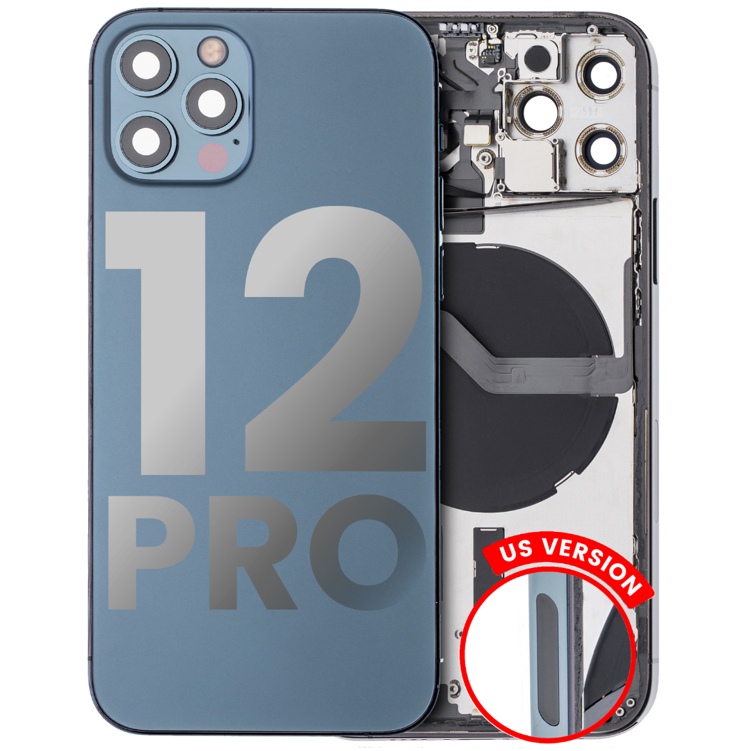 Back Housing w/ Small Parts Pre-Installed for iPhone 12 Pro (Charging Port Included) – Pacific Blue