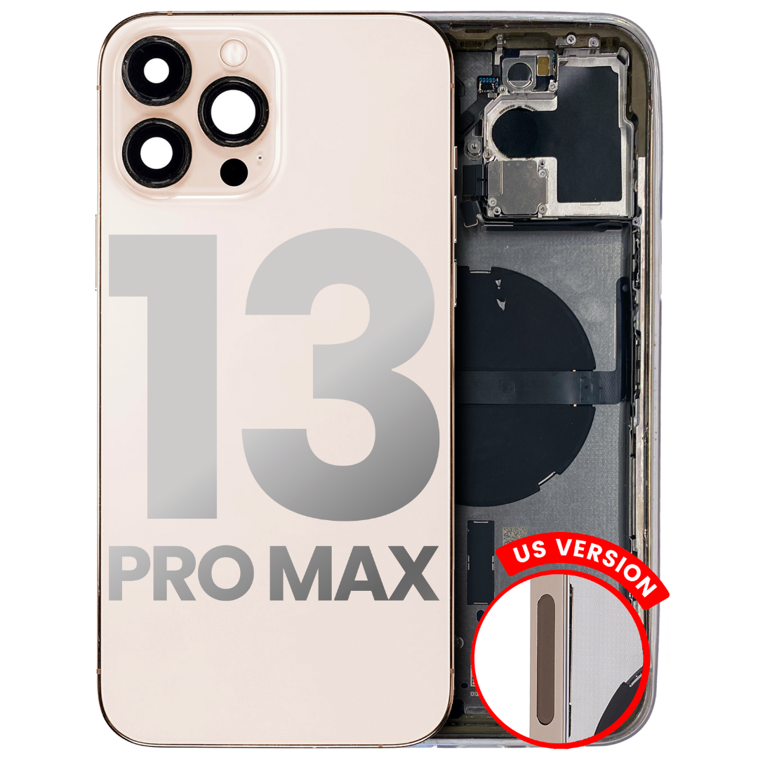 Back Housing w/ Small Parts Pre-Installed for iPhone 13 Pro Max (Charging Port Included) – Gold