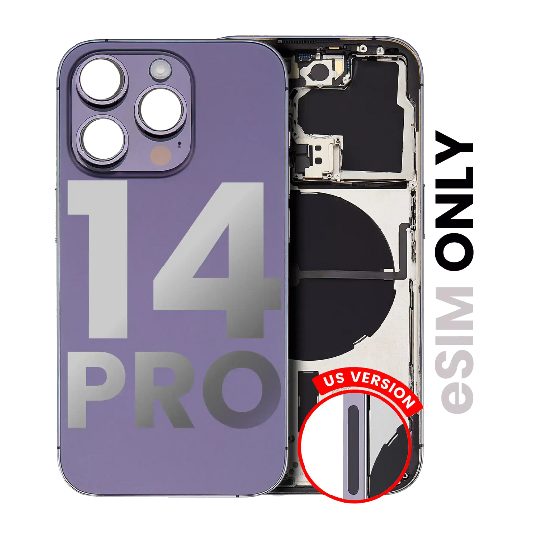 Back Housing w/ Small Parts Pre-Installed for iPhone 14 Pro (Charging Port Included) – Deep Purple