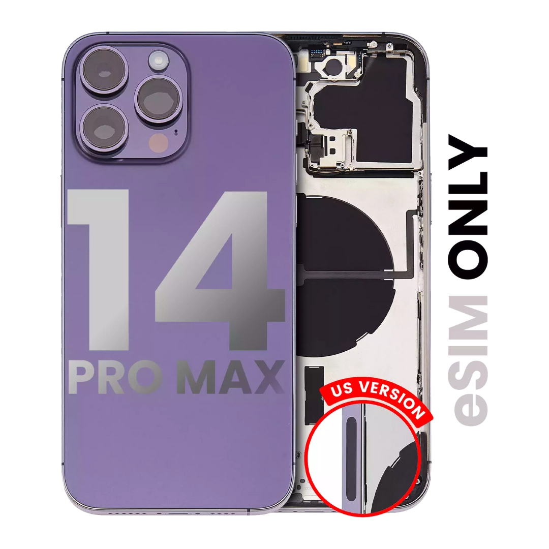 Back Housing w/ Small Parts Pre-Installed for iPhone 14 Pro Max (Charging Port Included) – Deep Purple