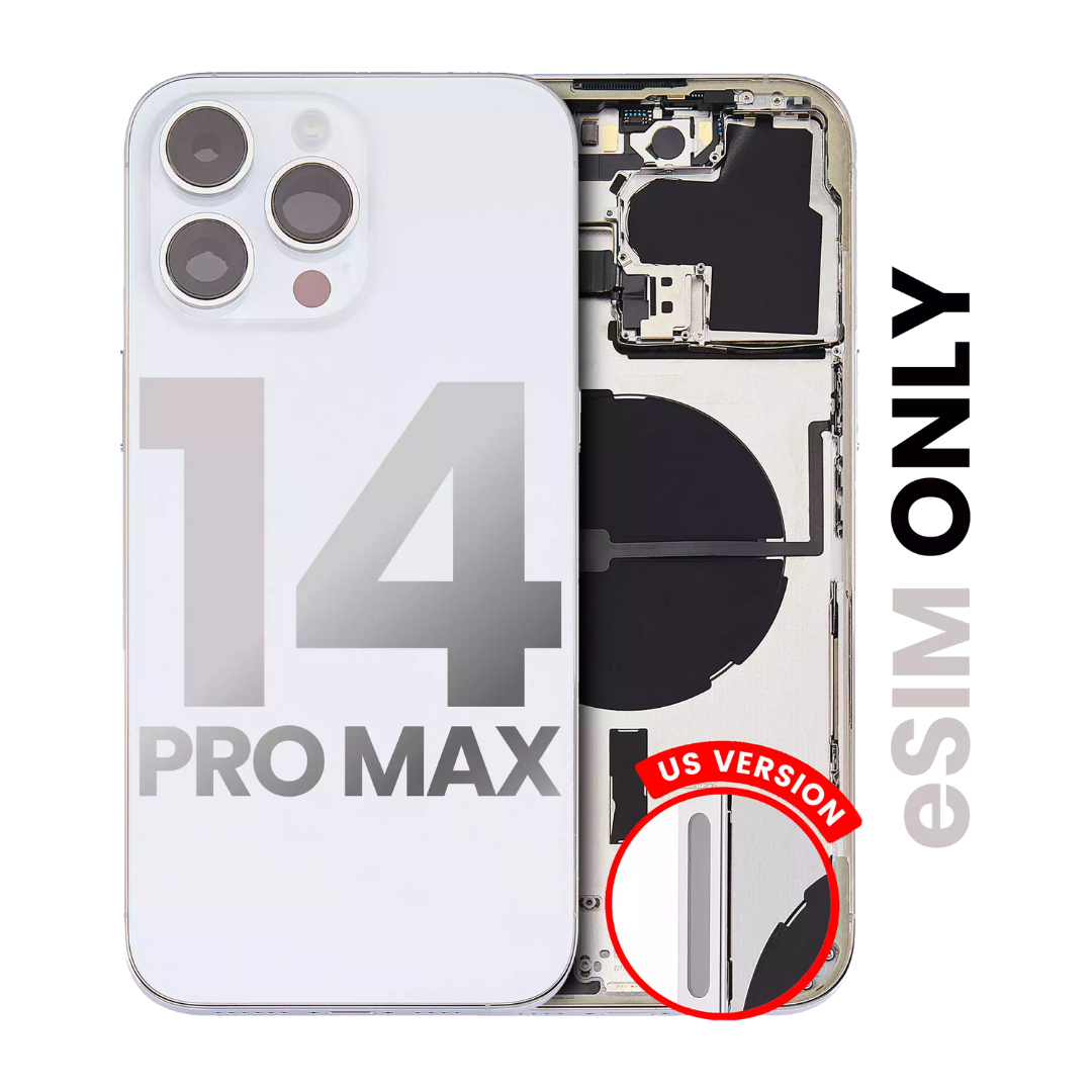 Back Housing w/ Small Parts Pre-Installed for iPhone 14 Pro Max (Charging Port Included) – Silver