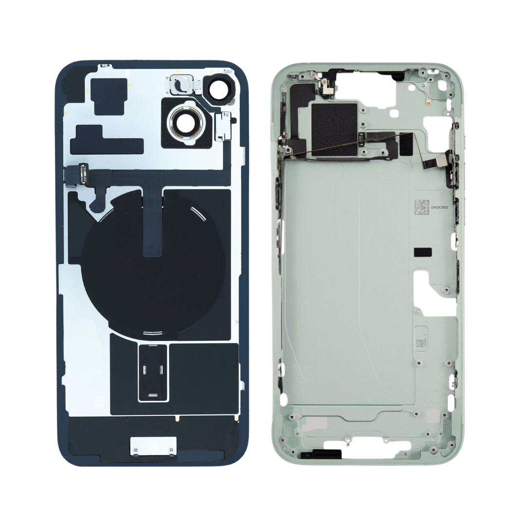 Mid-Frame Housing w/ Back Glass and Wireless NFC and Small Parts Pre-Installed for iPhone 15 Plus (Charging Port Included) – Green