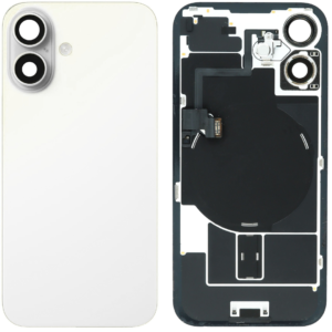 Back Cover Glass w/ Frame and Wireless NFC Flex Cable for iPhone 16 – White
