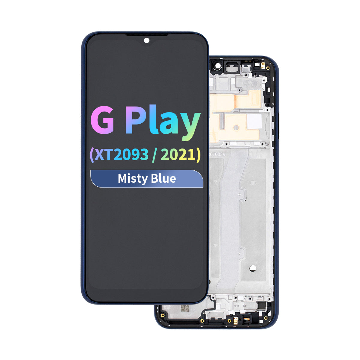 Refurbished LCD Assembly with Frame for Moto G Play (XT2093 / 2021) - Misty Blue
