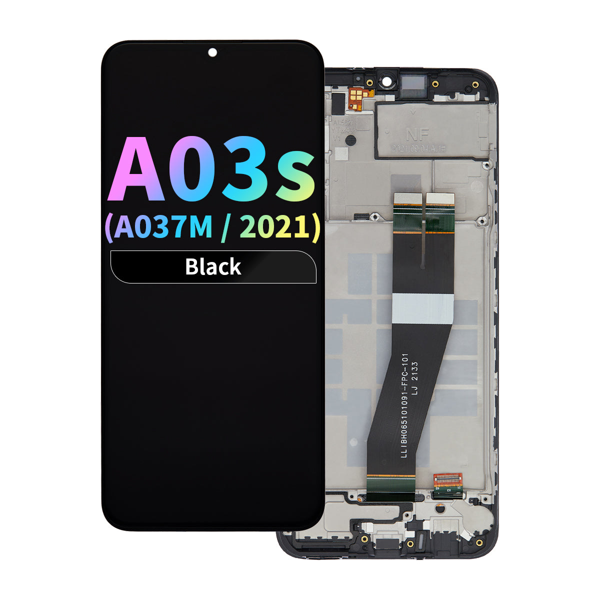 Refurbished LCD Assembly with Frame for Samsung Galaxy A03S (A037M / 2021) (Single-SIM) - Black