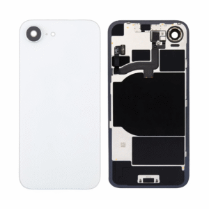 Back Cover Glass w/ Frame and Wireless NFC Flex Cable for iPhone 16e - White
