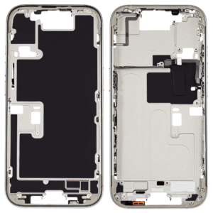 Mid-Frame Housing w/ Back Glass and Wireless NFC and Small Parts Pre-Installed for iPhone 16 Pro – White Titanium