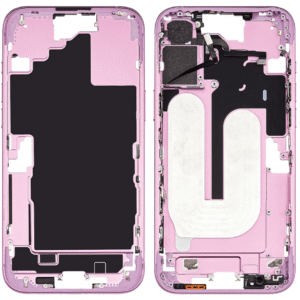 Mid-Frame Housing w/ Back Glass and Wireless NFC and Small Parts Pre-Installed for iPhone 16 – Pink