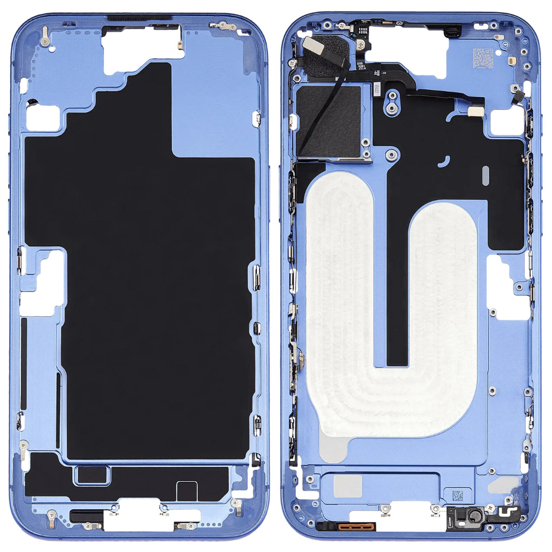 Mid-Frame Housing w/ Back Glass and Wireless NFC and Small Parts Pre-Installed for iPhone 16 – Ultramarine