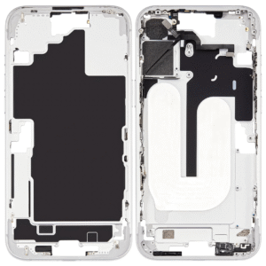 Mid-Frame Housing w/ Back Glass and Wireless NFC and Small Parts Pre-Installed for iPhone 16 – White